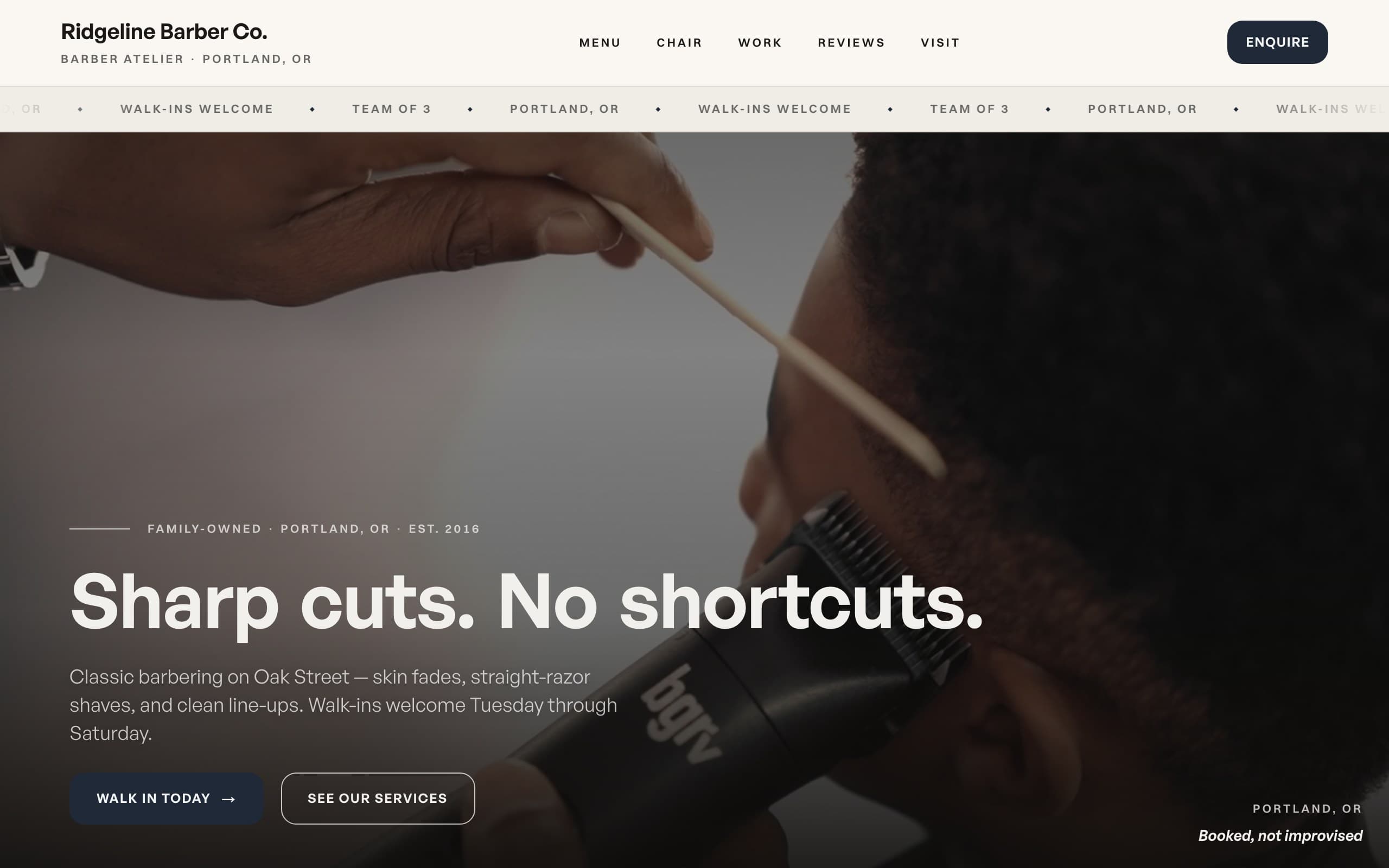 Ridgeline Barber Co. — a real Hairdressers and beauty salons site generated by SitegenOS