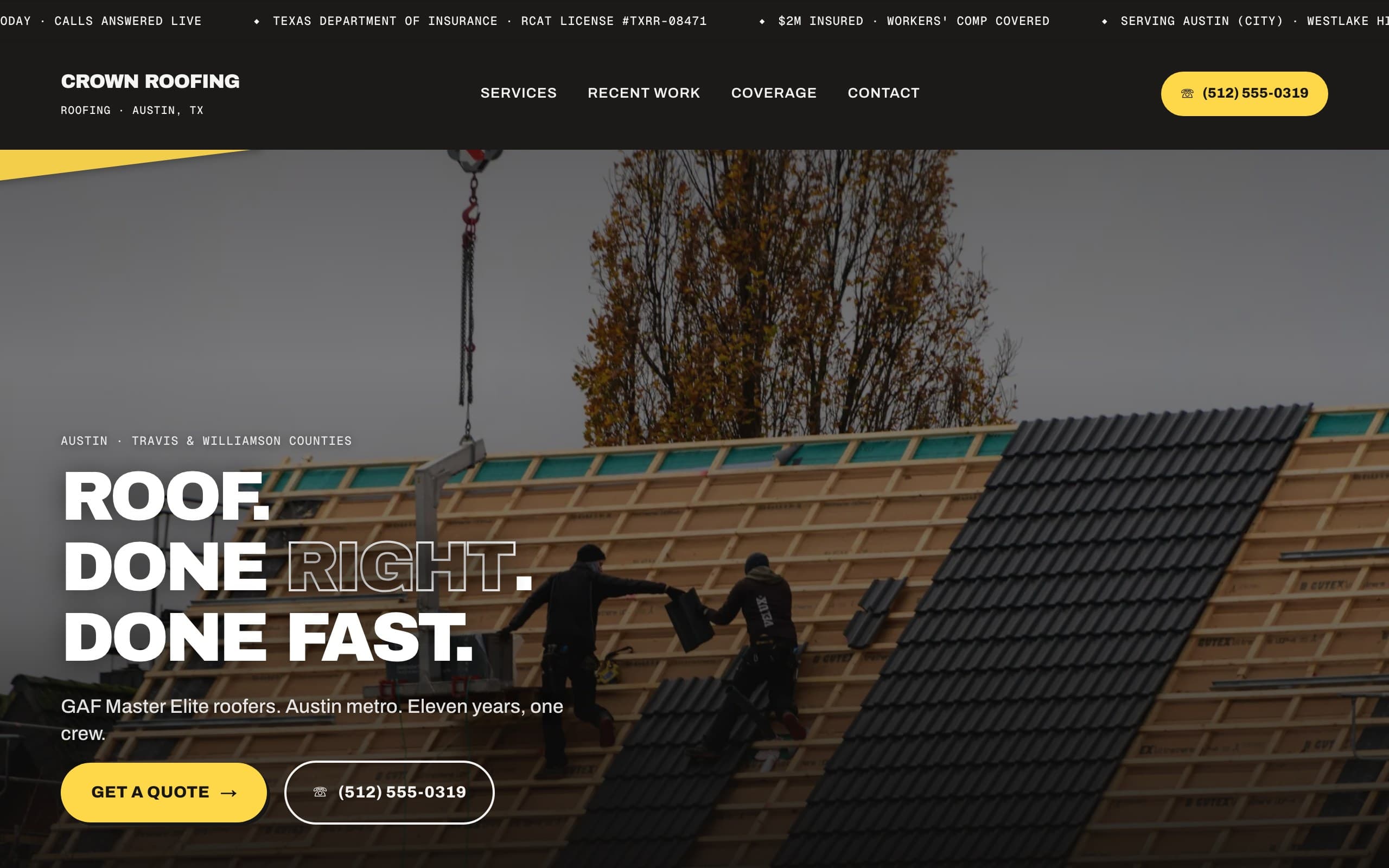 Crown Roofing — a real Trades & Home Services site generated by SitegenOS